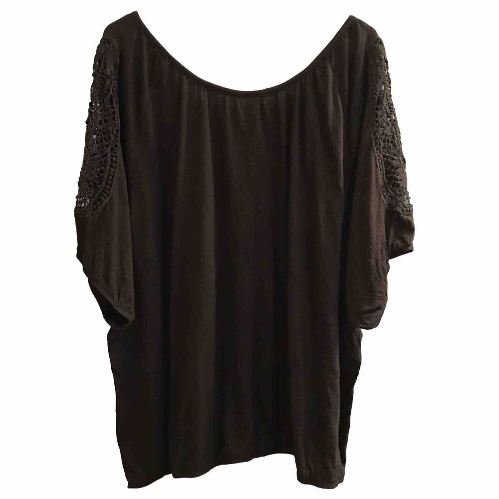 White Stag Women's Blouse Size XL (16W) Color Black Shirt Elastic Waist